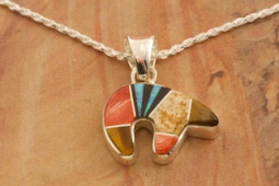 Calvin Begay Genuine Picture Jasper Sterling Silver Bear Pendant